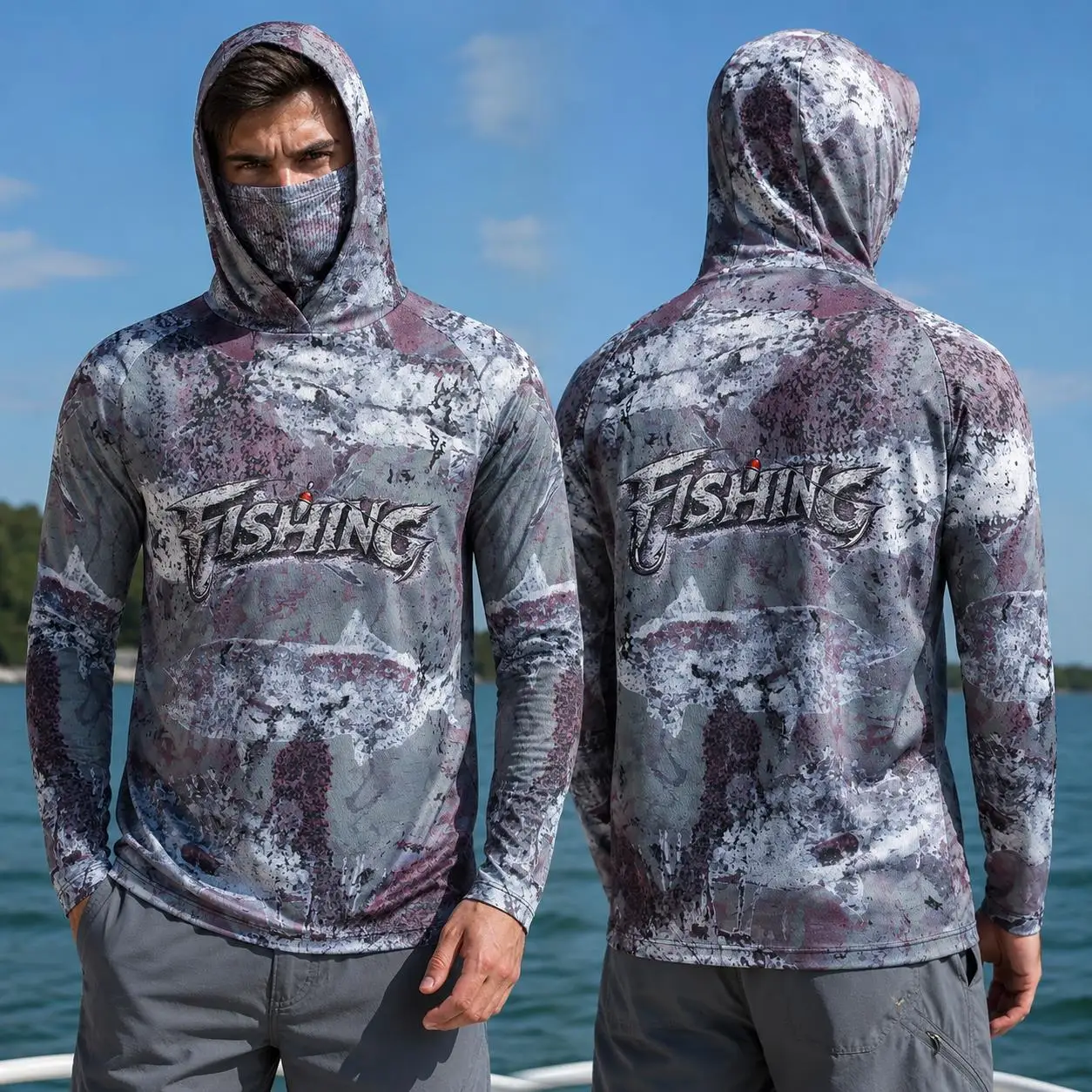 Fishing Mask Sun Protection - Chemise de pêche à capuche pour