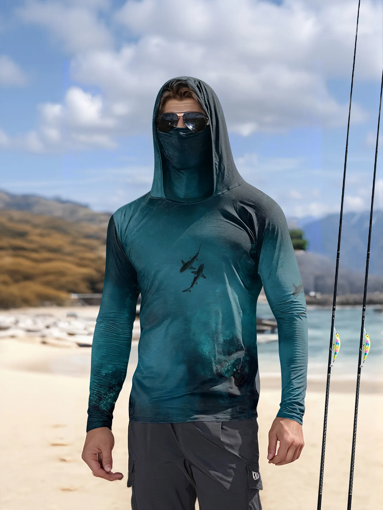 Fishing Mask Sun Protection - Sweat à capuche de pêche pour