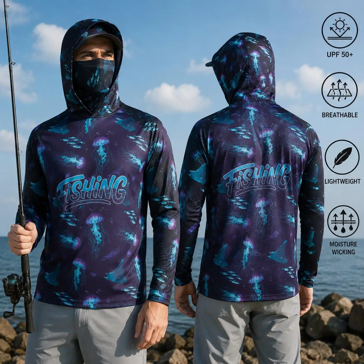 Chemise de pêche à capuche pou - Fishing Mask Sun Protection avis et prix